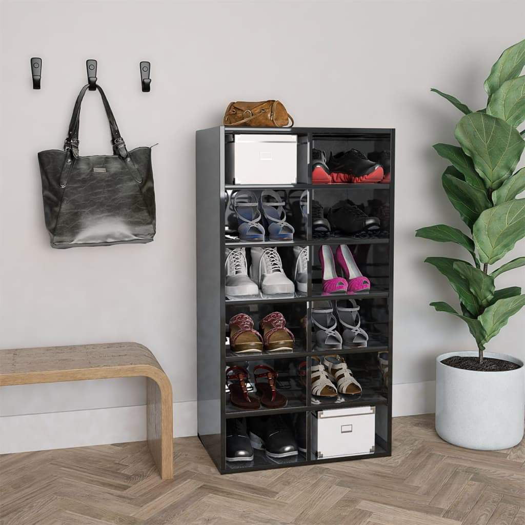 Shoe Cabinet Storage High Gloss White Chipboard Shoe Rack Organiser Stand Shelf 