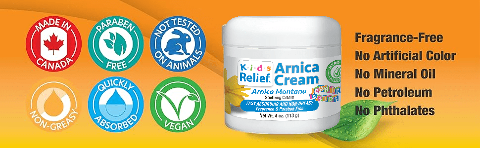 Kids Relief™ Arnica Cream, Natural, Soothing, Non-Greasy, Hypo-Allergenic and Unscented for Bumps and Bruises, 4 oz