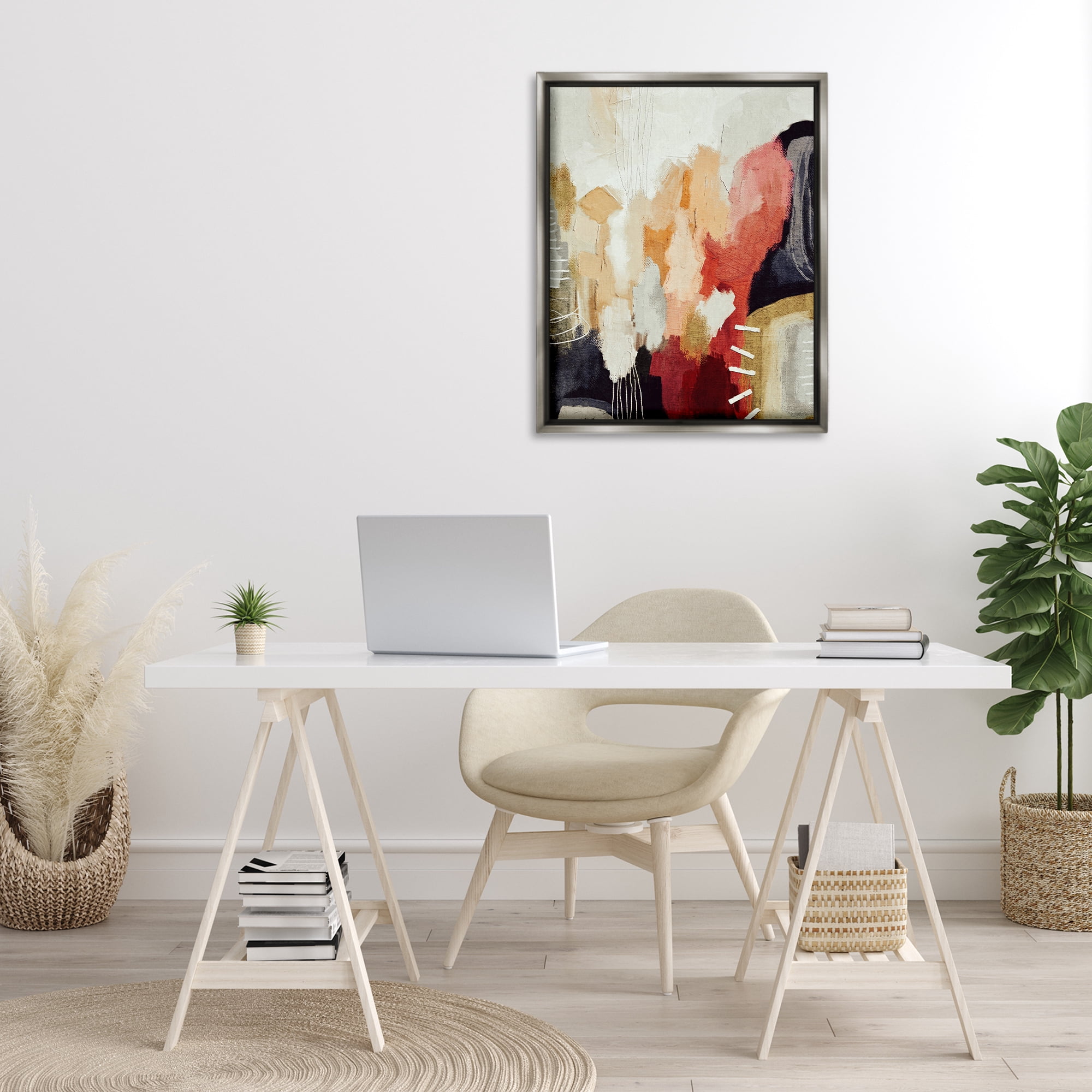 Stupell Industries Abstract Tan Southwestern Abstract Painting Gray Floater Framed Canvas Art Print Wall Art, 25 x 31