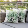 thumbnail image 3 of Outdoor Pillow Covers Summer Eucalyptus Leaves Waterproof Pillow Cases 16x16 Set of 2, Watercolor Green Stripes Throw Pillow Cover Pillowcase for Patio Balcony Couch Garden, 3 of 9