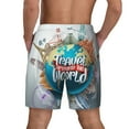 thumbnail image 4 of Daiia Travel Around The World Mens Swim Trunks Swim Shorts Quick Dry Swim Shorts with Mesh Lining Pockets-Large, 4 of 9
