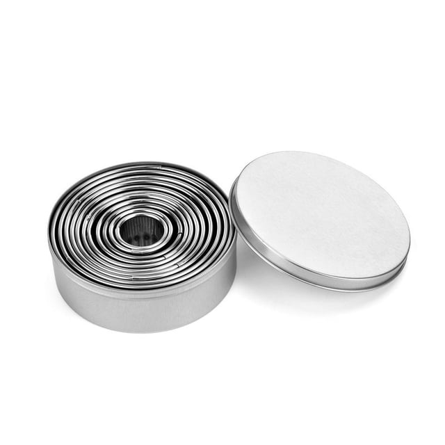 Molde de acero inoxidable para galletas, molde para pasteles, molde para envoltorio de bolas de masa hervida, molde para cortar masa de mousse redondo para el hogar, 11 piezas