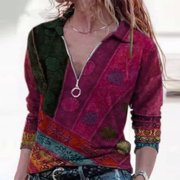 ICHUANYI Liquidación Sudaderas de manga larga con estampado de cremallera y manga larga para mujer ICHUANYI WER202308233334