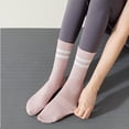 thumbnail image 4 of QSAWXQZ Women's Striped Non Slip Crew Socks Grip Sole Pilates Yoga Workout Socks Comfortable Daily Free Size, 4 of 6