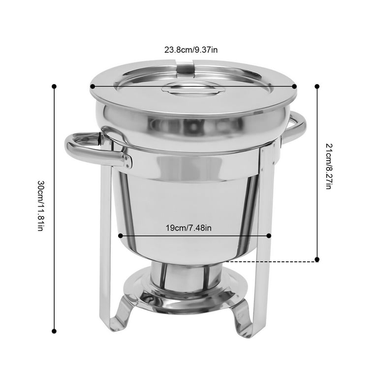 Miumaeov 7.4Qt Soup Chafer Station with Food Pan Fuel Holder and Lid 201  Stainless Steel Silver Buffet Servers and Warmers for Parties 