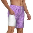 thumbnail image 3 of Picia Lilac Glittering pattern Mens Swim Trunks with Compression Liner Stretch Beach Shorts Quick Dry with Zipper Pockets No-Chafing Board Shorts-XX-Large, 3 of 9