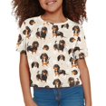 thumbnail image 3 of Uourmeti Dachshunds Short Sleeve Crop Top for Girls Sausage Dog Summer Short Round Neck Pullover Casual Loose Sports T-Shirt, 3 of 5