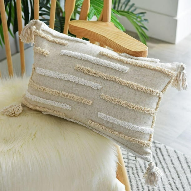 Funda de almohada Colco con borla decorativa tejida cuadrada 30x50cm