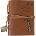 thumbnail image 2 of PTOOTP Cuaderno clásico retro vintage de PU con tapa dura, encuadernado con cuerdas, libreta en blanco, diario de viaje, cuaderno de bocetos (café), 2 of 8