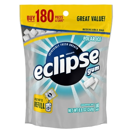 (2 Pack) Eclipse, Sugar Free Polar Ice Chewing Gum, 180