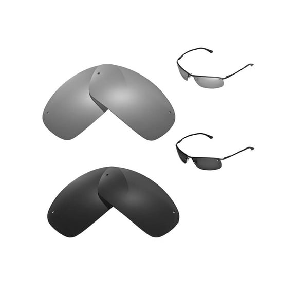 Walleva Polarized Titanium   Black Replacement Lenses For Ray-Ban RB3183 63mm Sunglasses