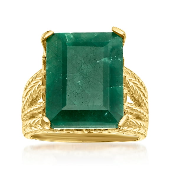 Ross-Simons 15.00 Carat Emerald Multi-Row Ring in 18kt Gold Over Sterling, Women's, Adult