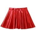 thumbnail image 3 of Haitryli Kids Girls Mini Skirt Metallic Pleated Flared Skater Dance Skirt Costume Cheering Dancewear Red 8, 3 of 5