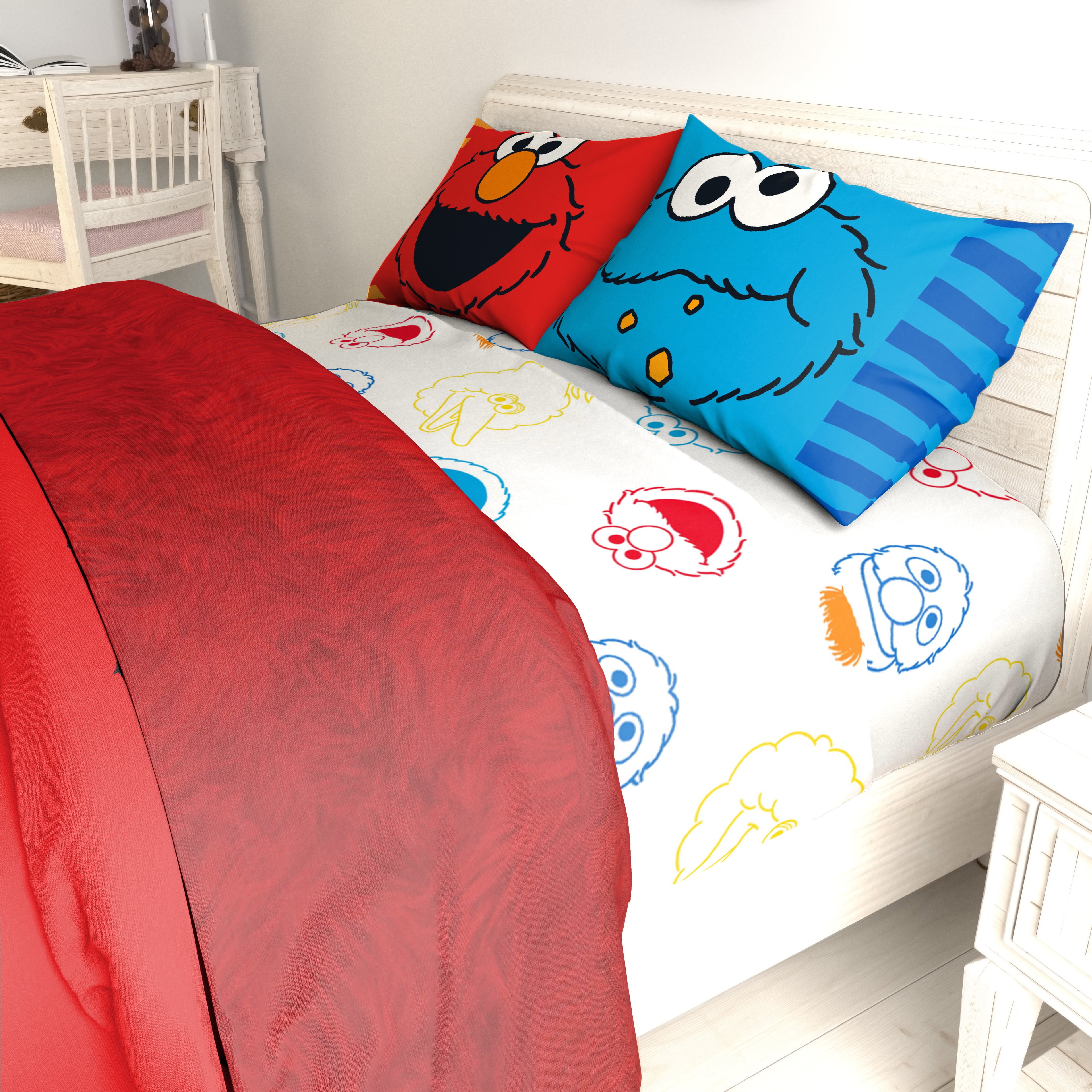 Sheet Sesame Street ELMO & FRIENDS Comforter 4/6 pc Plush Elmo FULL or Twin 