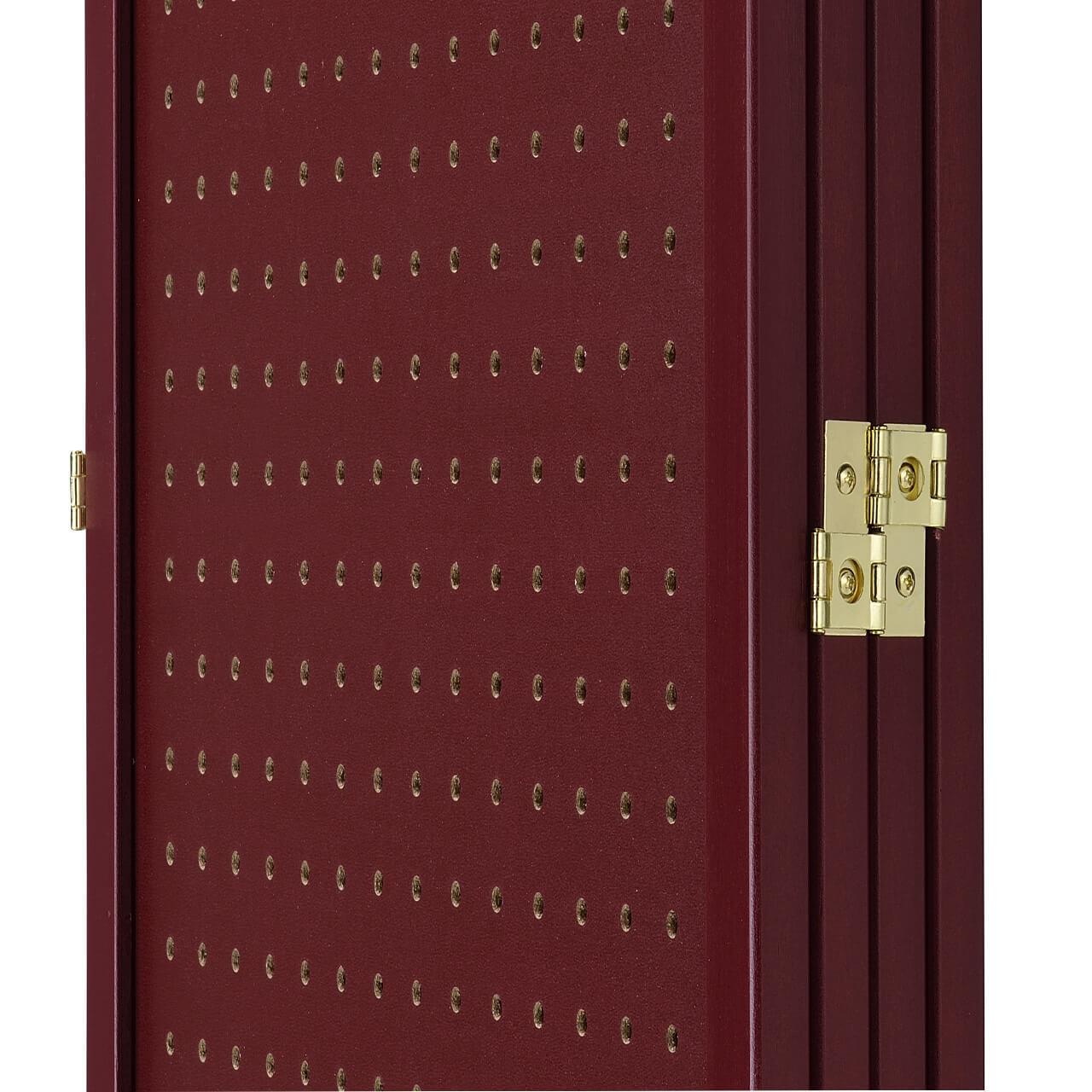 4 Panels Room Divider Folding Screen Pegboard Insert Red Color 71' High x 70" Wide Freestanding