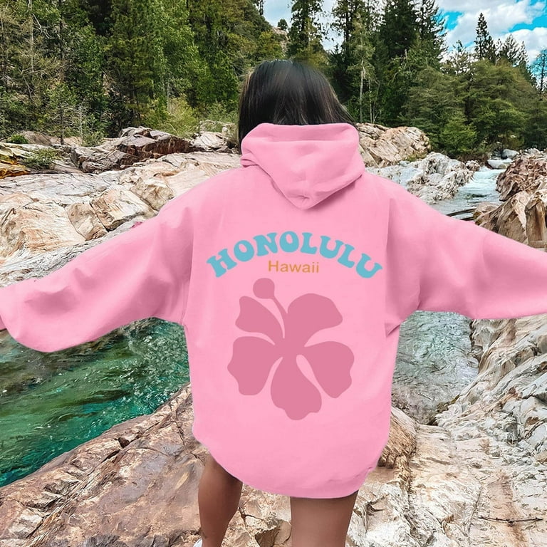 Women s Casual Loose Graphic Hoodies Pink Palm Puff Pullover Drawstring Plain Oversized Sweatshirt Comfort Hoodie Fall Outfits Y2k Teacher Winter Clothes 2024 Pink XXXL Walmart