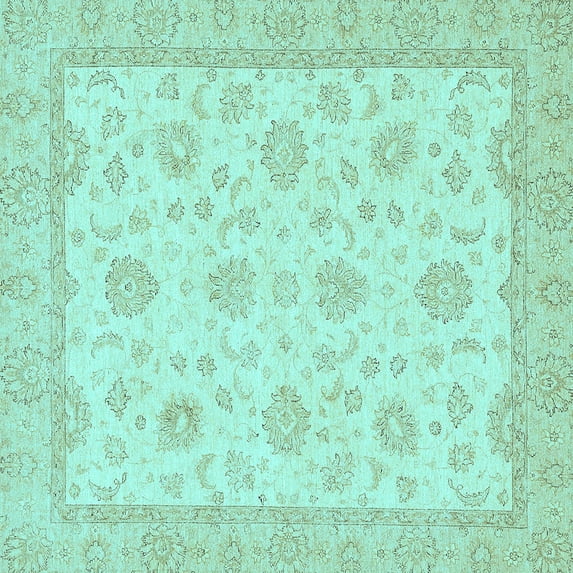 Ahgly Company Indoor Square Oriental Light Blue Traditional Area Rugs, 7' Square