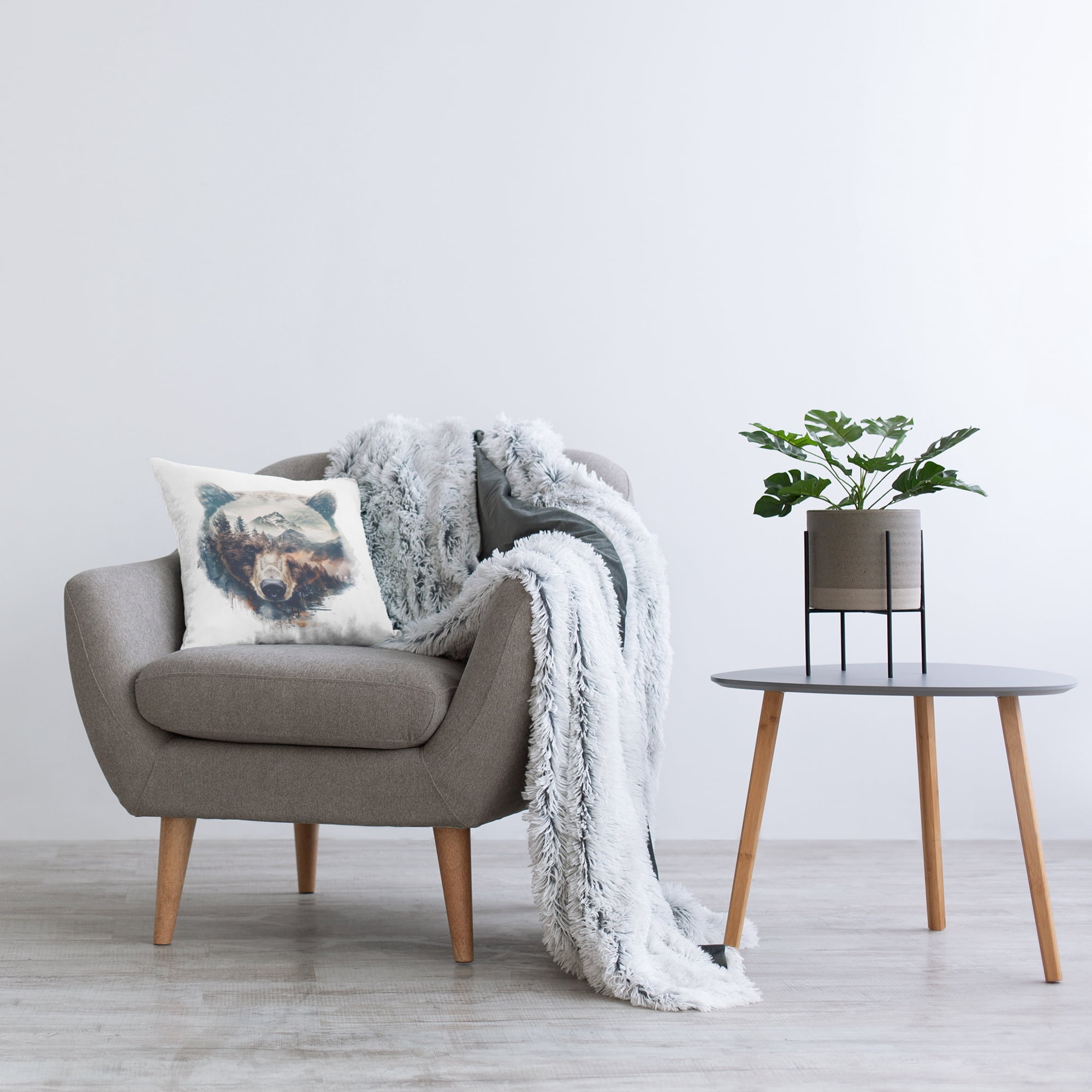 Stupell Industries Bear Head Silhouette Decorative Printed Throw Pillow Design by LSR Design Studio.