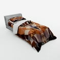 thumbnail image 2 of Ambesonne Retro Bedding Set 3 Pcs, Geometric Mosaic Owl Art, Twin, Orange Brown, 2 of 2