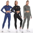 thumbnail image 3 of Traje de yoga europeo y americano, traje deportivo para fitness, pantalones de yoga de secado rápido con estampado de melocotón y cadera para mujer, traje de yoga con capucha y manga larga, 3 of 6