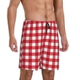 thumbnail image 2 of Naloa Red Checkboard Men's Short Pajama Pants, Lounge Comfort Shorts with Elasticized Waistband and Side Pockets - 4X-Large, 2 of 9
