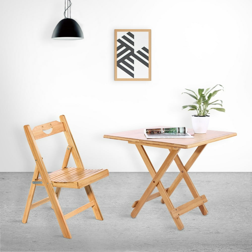 HERCHR Portable Bamboo Folding Chair Foldable Desk Chair and Seat for