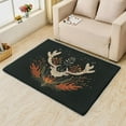 thumbnail image 2 of Deer Rugs for Living Room - 6x9 Rug - Deer Rug - Deer Head Flora Leaf Area Rug - Flower Leaves Rugs - Black Carpet, 2 of 7