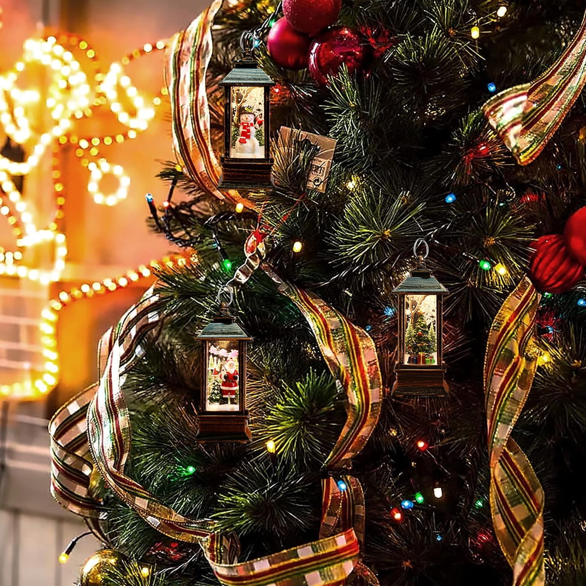 Boule De Neige Noel Boule à Neige Musicale LED Père Noël - 13,5x8