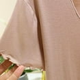 thumbnail image 6 of Olyvenn Stylish Summer Casual Lace Short Sleeve Blouse for Women Modal Classic Fit Scoop Neck T-Shirt Solid Color Slim Basic Tees Tops Khaki 10, 6 of 7