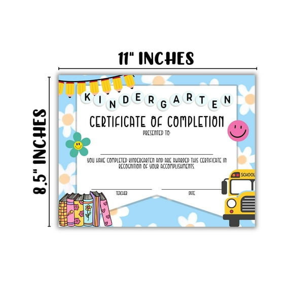 Kindergarten Certificate of Completion Graduation Diploma 30pk 8.5x11 90s Seed Friendship Bracelet Checkered Neutral Award Theme Trendy Minimalist