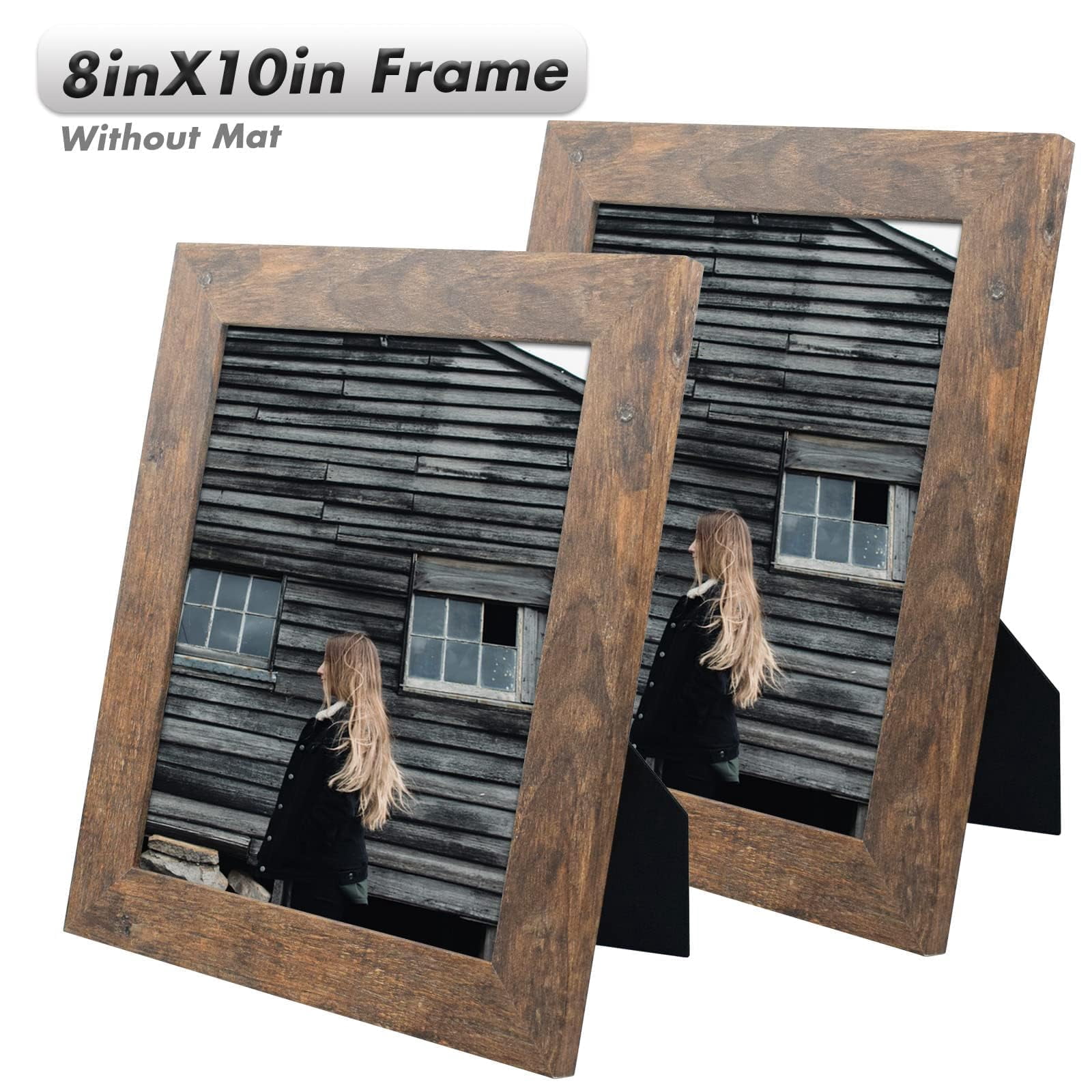 Golden State Art 8 x 10 Country Wood Grain Style Tabletop and Wall Display Picture Frames, Brown, 2 Count