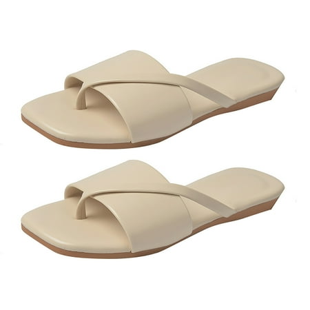 

huanledash Women Sandals Flat Open Toe Summer Soft Sole Anti-slip Slippers for Beach