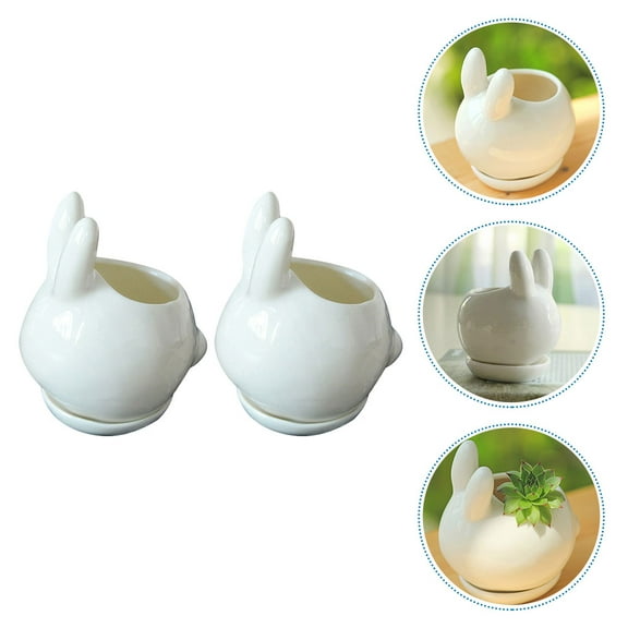 WHAMVOX 2 PCS Planters for Outdoor Plants Succulent Planter 12X10CM White
