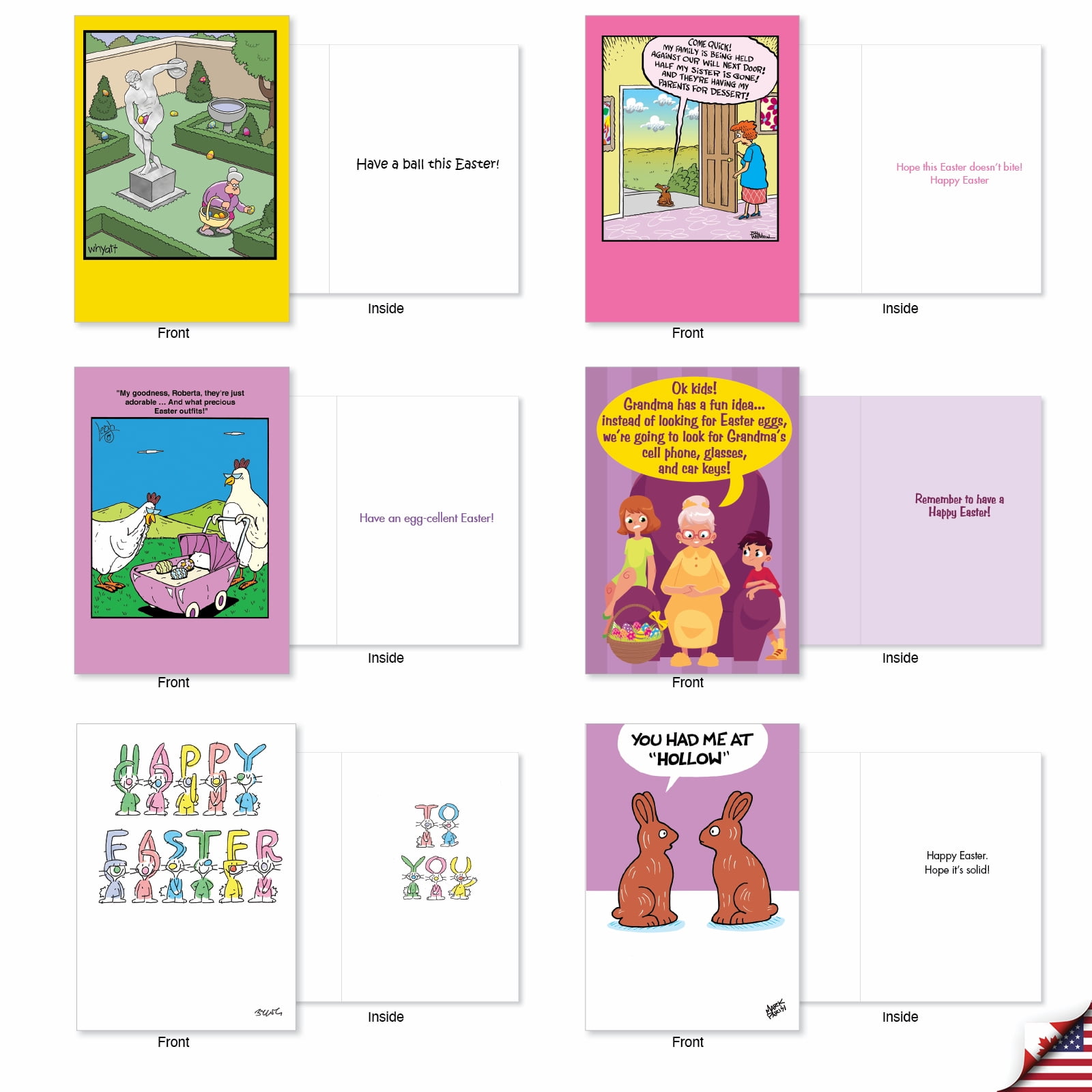 NobleWorks 20 Assorted Box Set Funny Easter Greeting Cards w/5 x 7 Inch Envelopes (20 Designs, 1 Each) Eastertime Fun AC10362EAG-B1x20