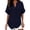 Navy, variant on Womens Cotton Linen Tops Short Sleeve V Neck Blouse Fashion Casual Loose Fit Lightweight Breathable Summer Daily Wear by Yigetop Blackish Green L