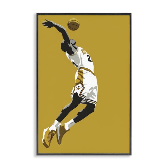 Stupell Industries Modern Iconic Basketball Dunk Black Framed Giclee Art, 12 x 18, by Ray Powers