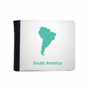 Green South America Illustration Map Flip Bifold Faux Leather Wallet  Multi-Function Card Purse