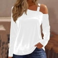 thumbnail image 2 of HongQid Women's Long Sleeve Tunic Tops Velvet Casual Cold Shoulder Blouse Shirts, 2 of 8