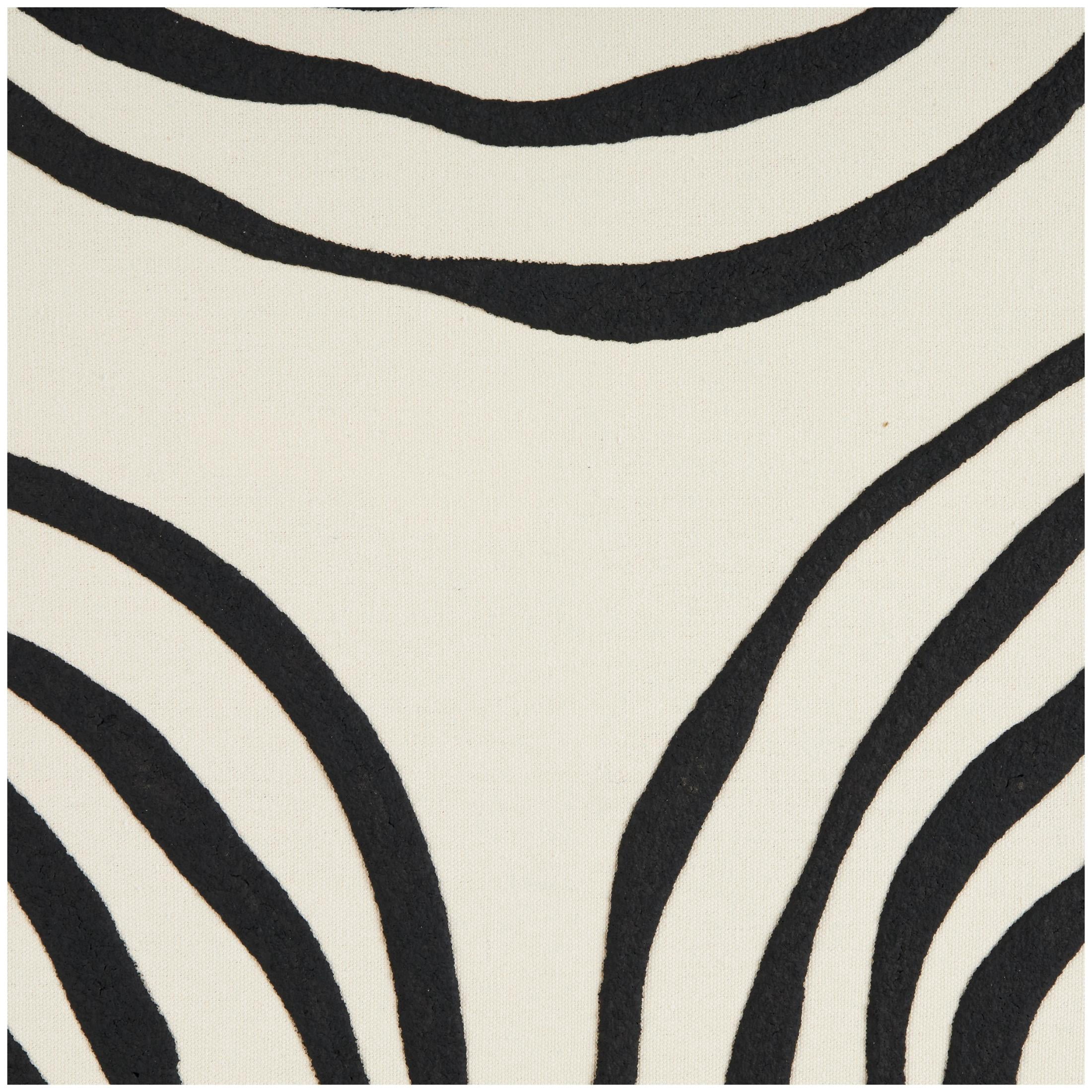 33" x 49" Wavy Line Abstract Framed Wall Art with Black Wooden Frame, by DecMode