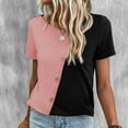 thumbnail image 2 of Fesfesfes Womens Shirts Women's Shirt Fashion Leisure Short Sleeve Round-Neck Button T-shirt Tops Blouse Ladies T Shirts 10(XL), 2 of 7
