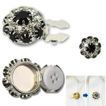 Button Covers For Women, Rhinestone Button Covers, Crystal Buttons Covers, Detachable Shirt Button Clips Buttons Jewelry, Button Snaps with Pliers Press for Dress Suit Tux Shirt Accessories Black