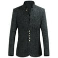 thumbnail image 1 of Men Casual Solid Stand-up Collar Slim-fit Buttons Back Center Slit Suit Coat, 1 of 3