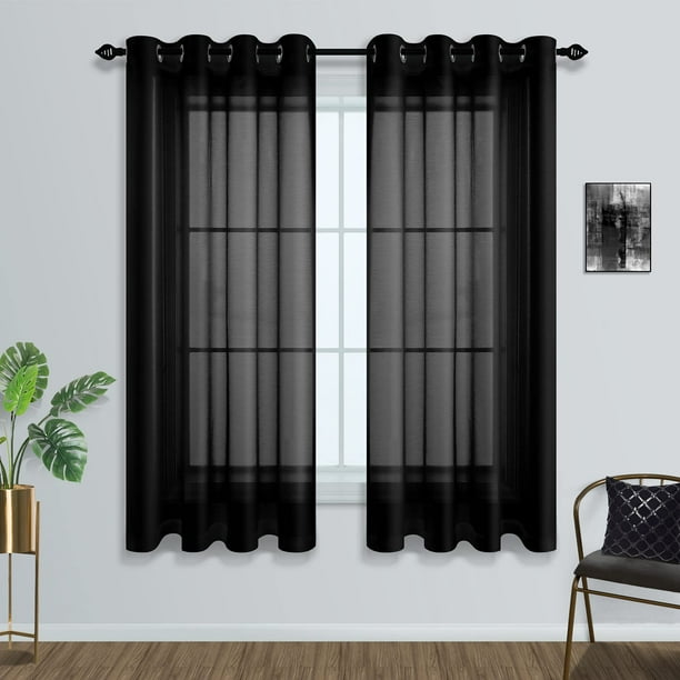 Juego de 2 paneles Sheer Curtains Mrs. Naturall Black, 160 x 160 cm