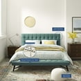 thumbnail image 5 of Modway Julia Queen Biscuit Tufted Performance Velvet Platform Bed in Teal, 5 of 6