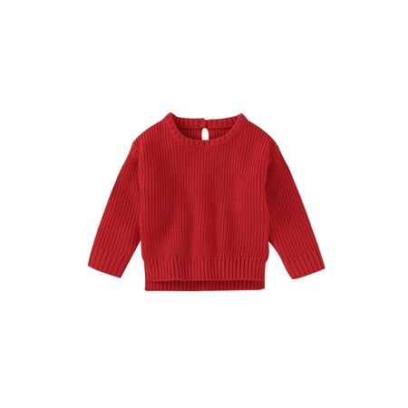 

Bagilaanoe Newborn Baby Girl Boy Knitted Sweater Red Long Sleeve Pullover 3M 6M 12M 18M 24M Infant Lightweiht Jumpers Tops Fall Loose Knitwear