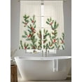 thumbnail image 5 of Christmas Red Sheer Curtains 2 Panels Set, Berries Birds Pine Needles Linen Texture Window Sheer Curtains for Living Room/Bedroom, Light Filtering Rod Pocket Voile Drapes, 52" W x 72" L, 5 of 7