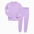 thumbnail image 2 of TOWED22 Baby Toddler Girl Fall Winter Outfits 2 Piece Cute Long Sleeve Soft Tee and Relaxed Pants Set Print Clothes Clothing(Light Purple,9-10 Y), 2 of 4