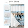 thumbnail image 2 of No Hook Cloth Fabric Shower Curtain with Snap in Liner, Blue Beach Waterproof Shower Curtains Set with See Through Top Window, Coastal Starfish Graffiti Retro Wooden Plank Bath Curtains 48"x72", 2 of 6
