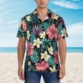 thumbnail image 2 of Fotbe Green Tropical Leaves Camisa Hawaiana para Hombre Unisex – Camisa Casual de Verano con Botones de Manga Corta de Algodón y Lino,XX-Large, 2 of 7