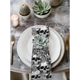thumbnail image 2 of Halloween Cloth Napkins Set of 8 Reusable Dinner Napkins, Black Grey Skull Skeletons Flowers Cocktail Napkin Washable Table Napkins for Wedding/Holiday Party/Baby Shower 20"x20", 2 of 7